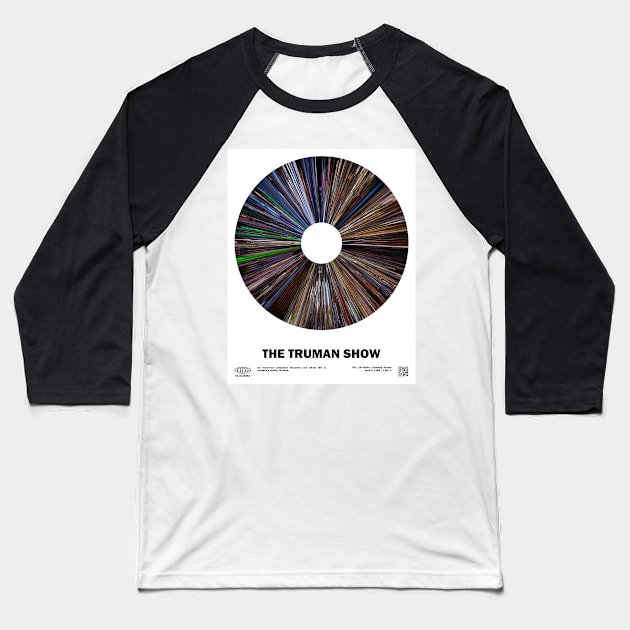 minimal_Truman Show Warp Barcode Movie Baseball T-Shirt by silver-light